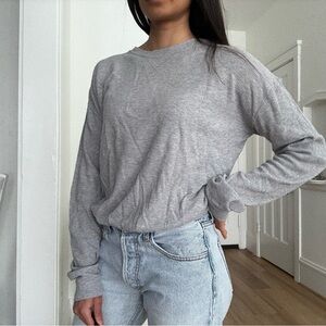 Brandy Melville Kian Light Gray Crewneck Oversized Cotton Thermal